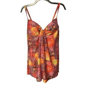 Simply Fit Floral Swim Dress Swimsuit Sz L NWT Slimming Padded Adjustable Straps